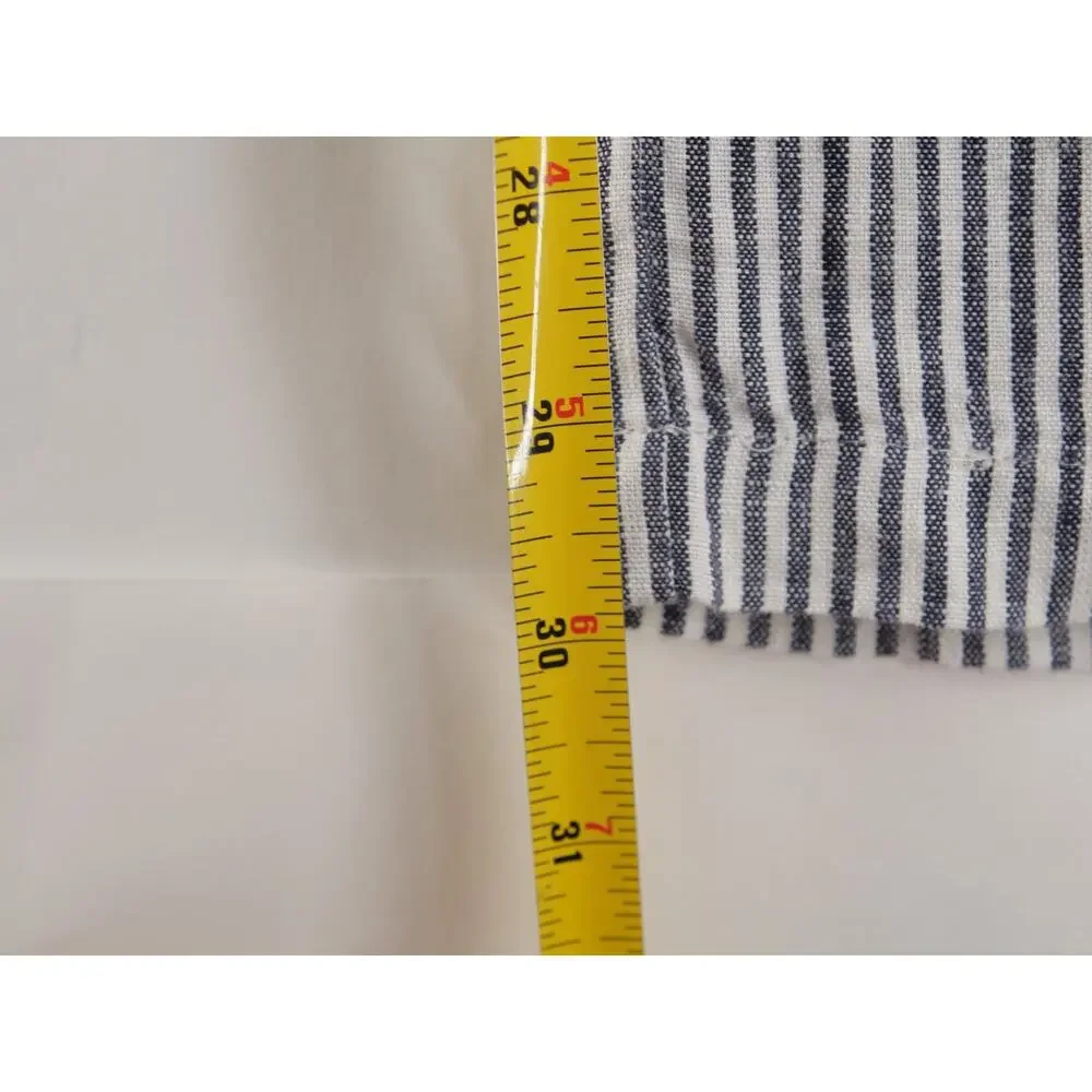Alex Crane Mens 28Wx30L NWT Navy White Striped Pants 100% Linen Relaxed Fit